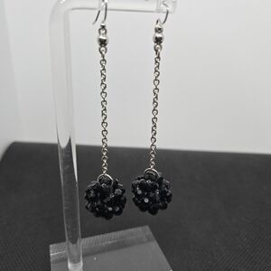 Elegant Black Beaded Drop Earrings